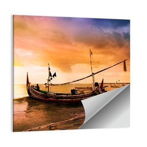 Boat On Beach At Bali Island Wall Art