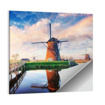 Kinderdijk Windmills at Golden Hour Wall Art