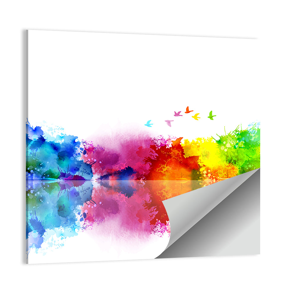 Mirrored Flock of Birds Watercolor Wall Art