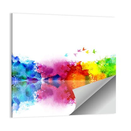 Mirrored Flock of Birds Watercolor Wall Art