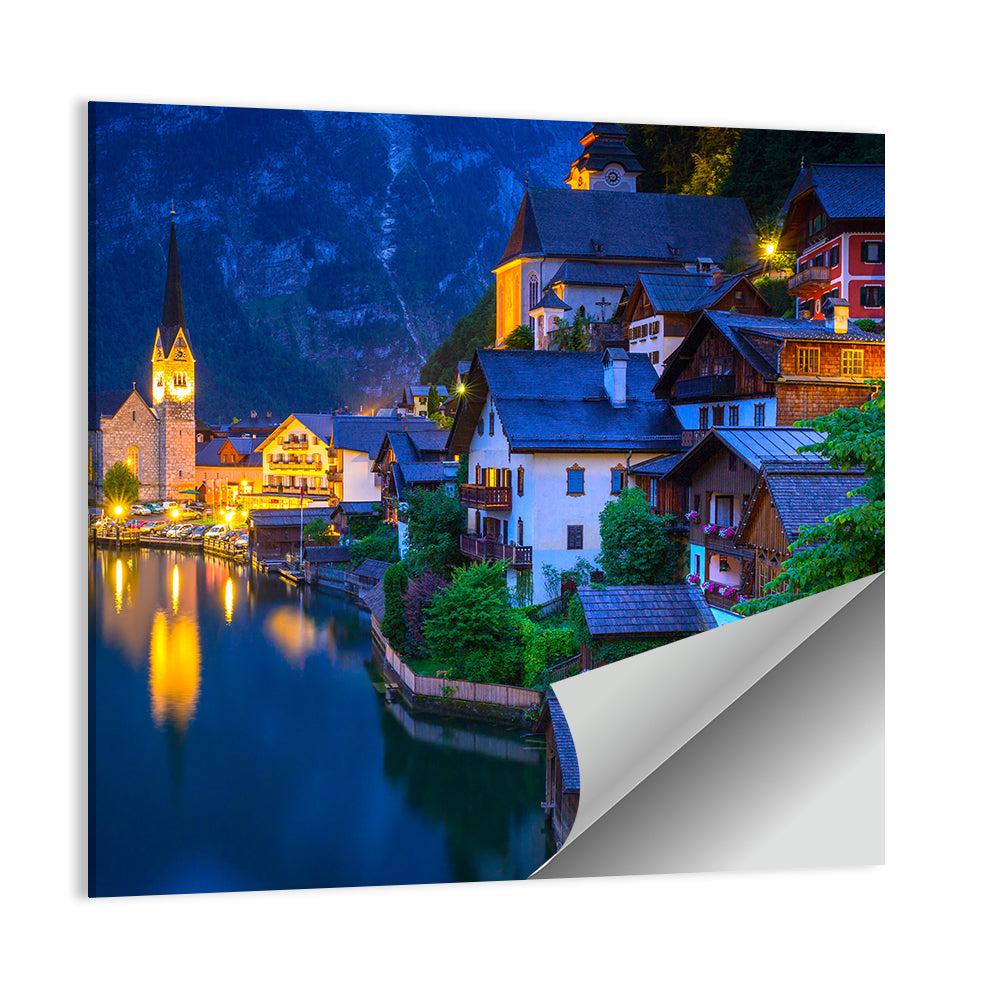 Hallstatt Lakeside at Dusk Wall Art