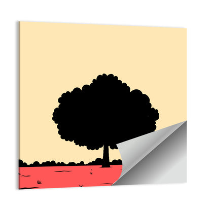 Red Horizon Tree Silhouette Wall Art