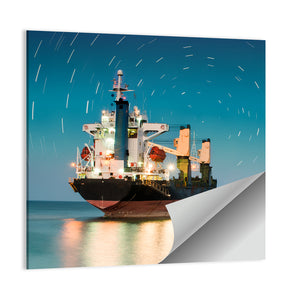 Ship Freighter With Star Tail Sky Wall Art