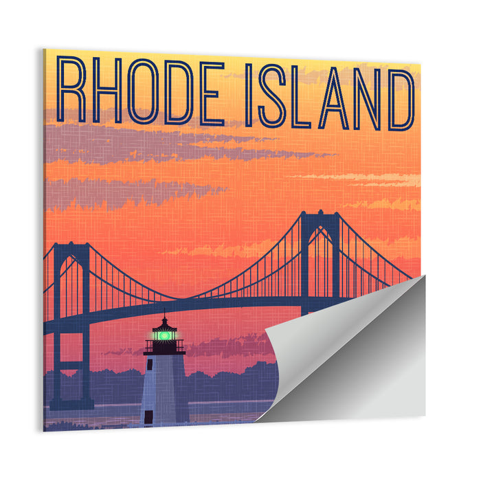 Jamestown Bridge and Lighthouse Wall Art as a poster print