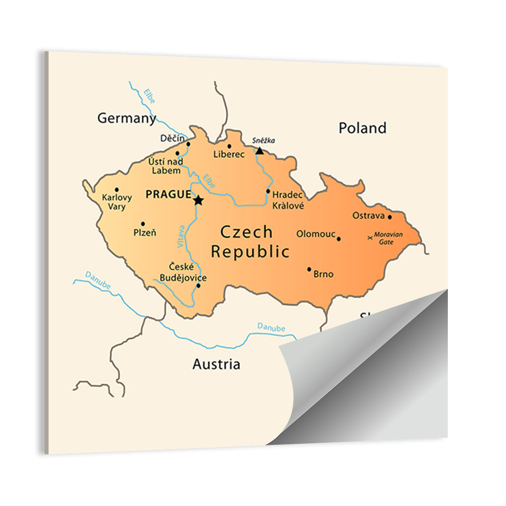 Czech Republic Topographic Map Wall Art