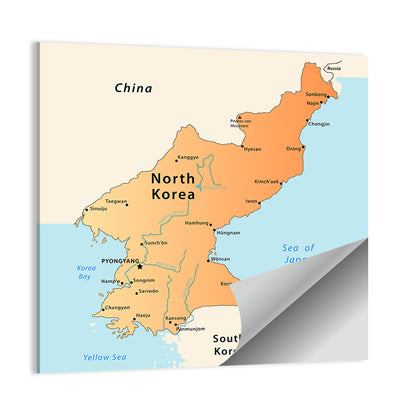 North Korea Political Map Wall Art