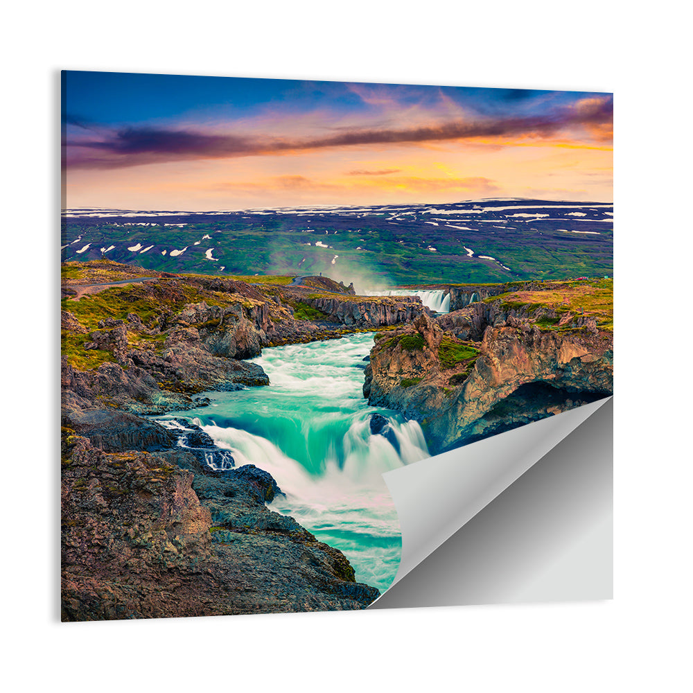 Godafoss Sunset Cascade Wall Art