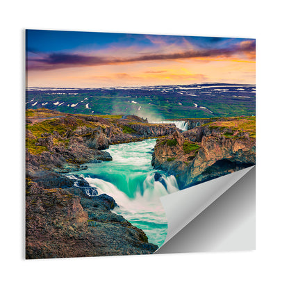 Godafoss Sunset Cascade Wall Art