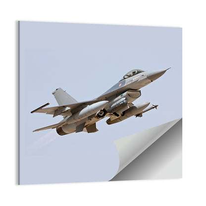 F-16 Fighter Jet Banking Over Sky Wall Art
