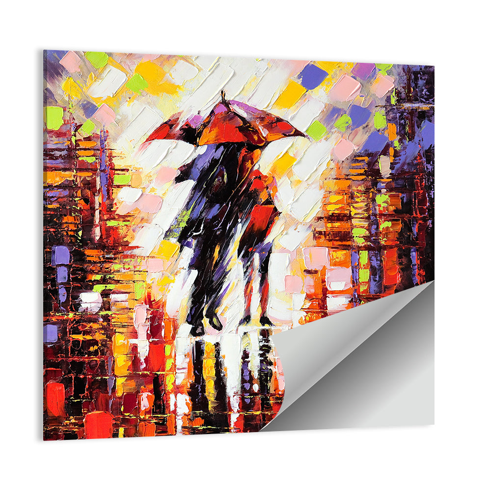 Couple Under Red Umbrella Wall Art