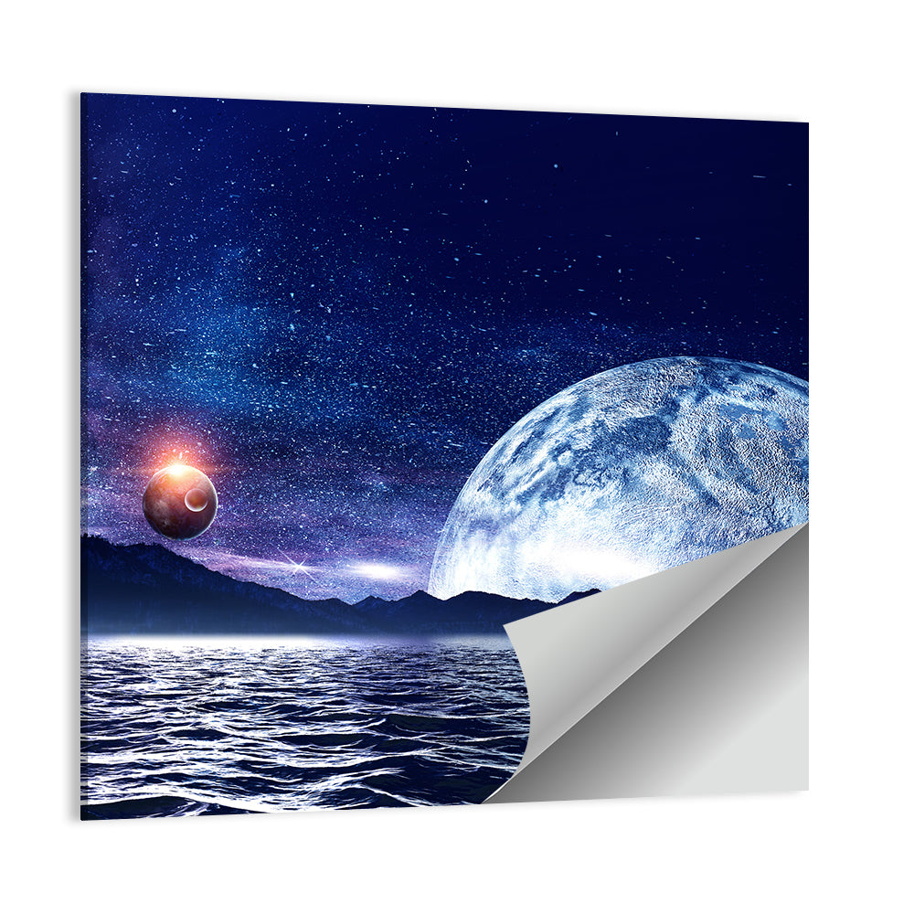 Hidden Moon Over Alien Sea Wall Art