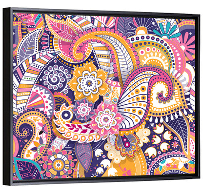 Indian Ornamental Paisley Pattern Wall Art