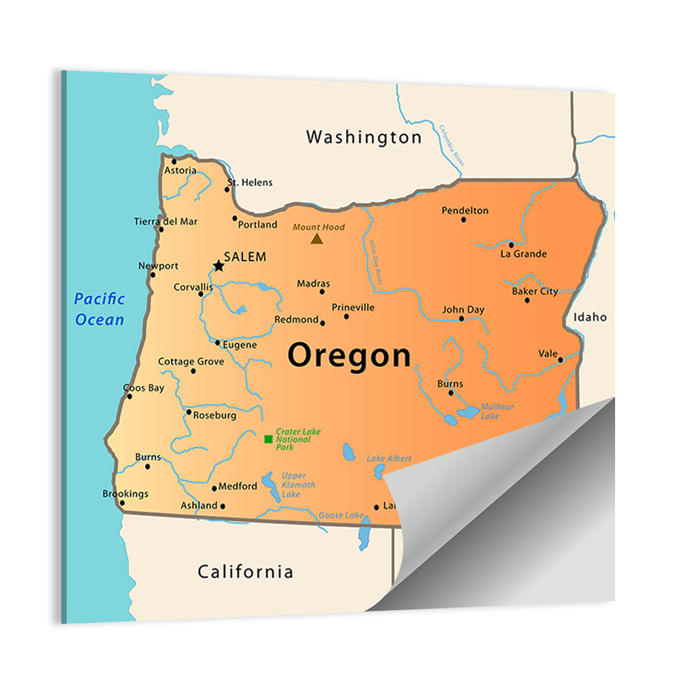 Oregon State Map Wall Art