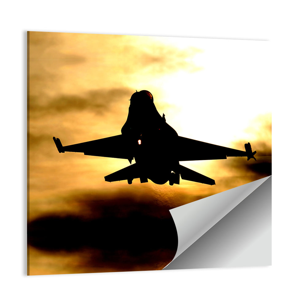 F-16 Landing at Golden Sunset Wall Art