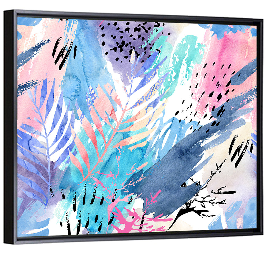 Palm Leaf Watercolor Collage Wall Art