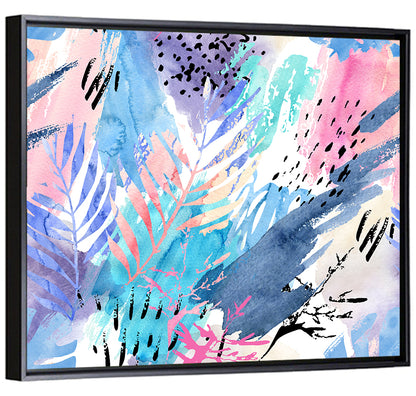 Palm Leaf Watercolor Collage Wall Art