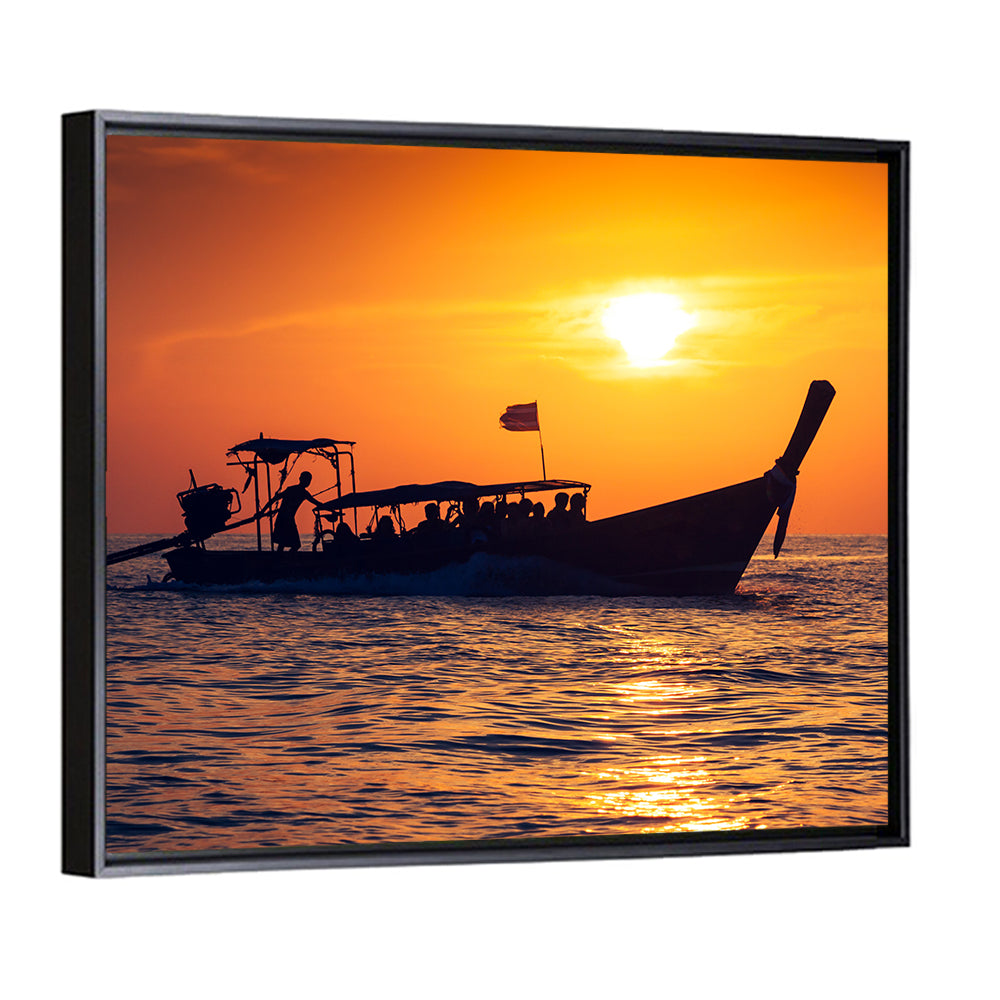 Longtail Boat at Sunset Wall Art