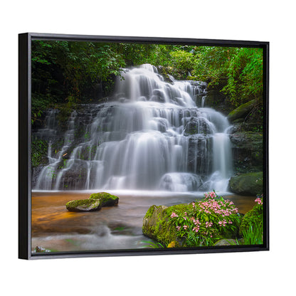 Mun Daeng Waterfall with Mossy Boulders Wall Art