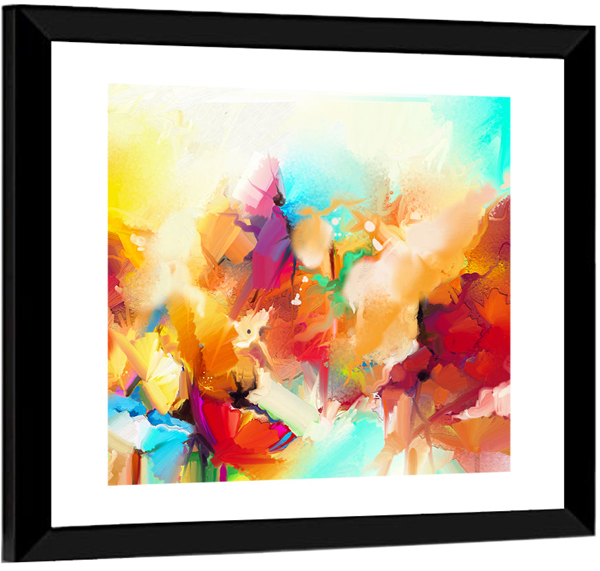 Vibrant Semi Abstract Flowers Wall Art