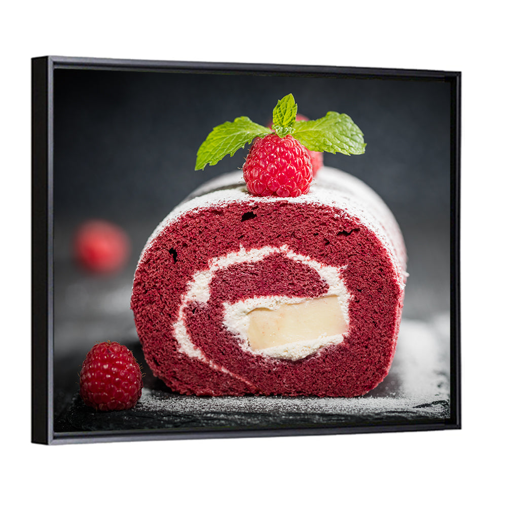 Raspberry Swiss Roll Cake Wall Art