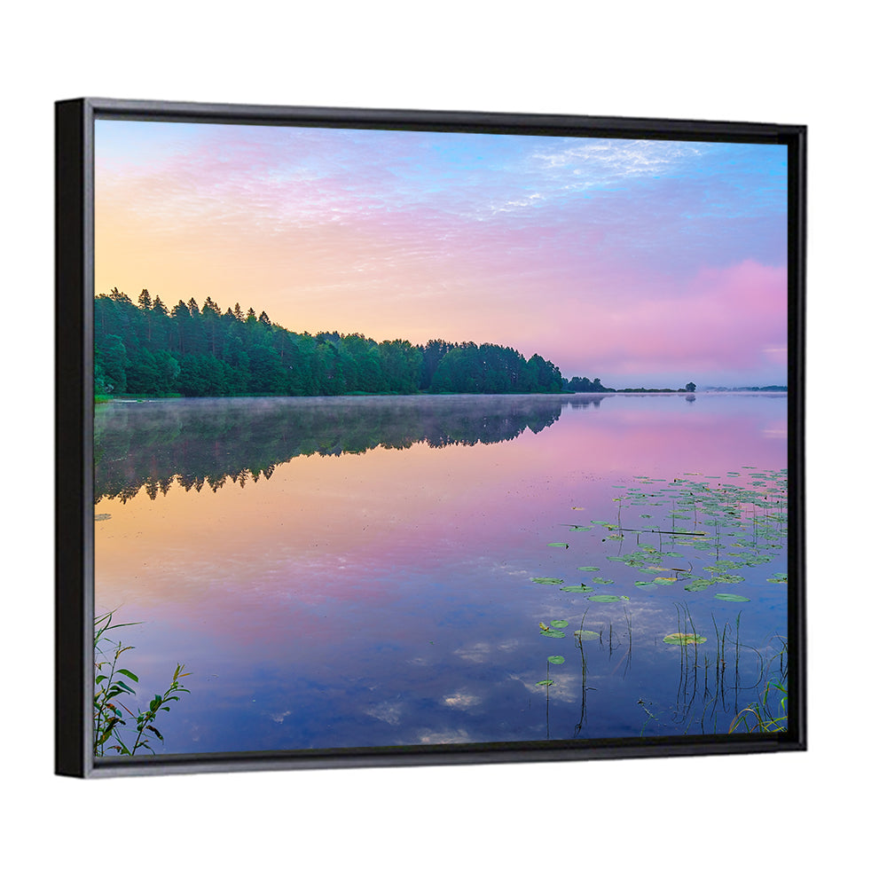 Sunrise Over Forest Lake Wall Art