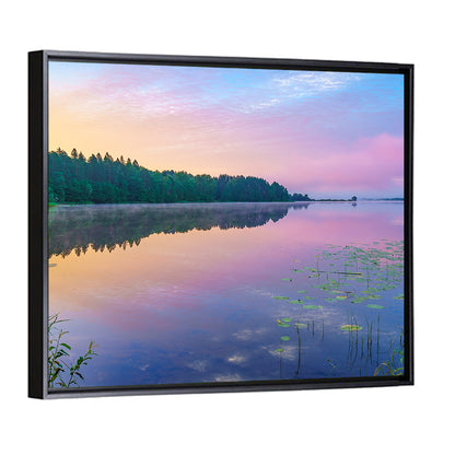 Sunrise Over Forest Lake Wall Art