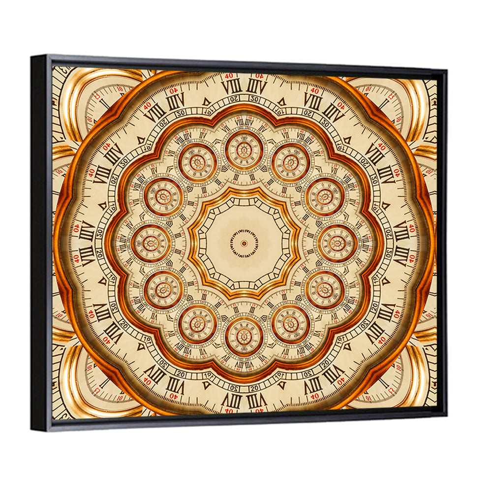 Antique Golden Clock Mandala Wall Art
