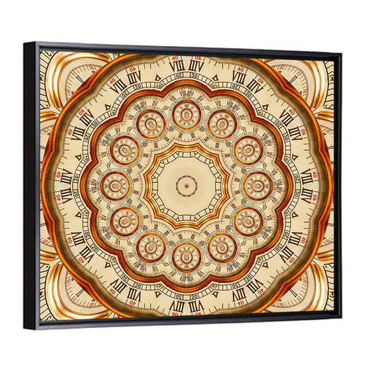 Antique Golden Clock Mandala Wall Art