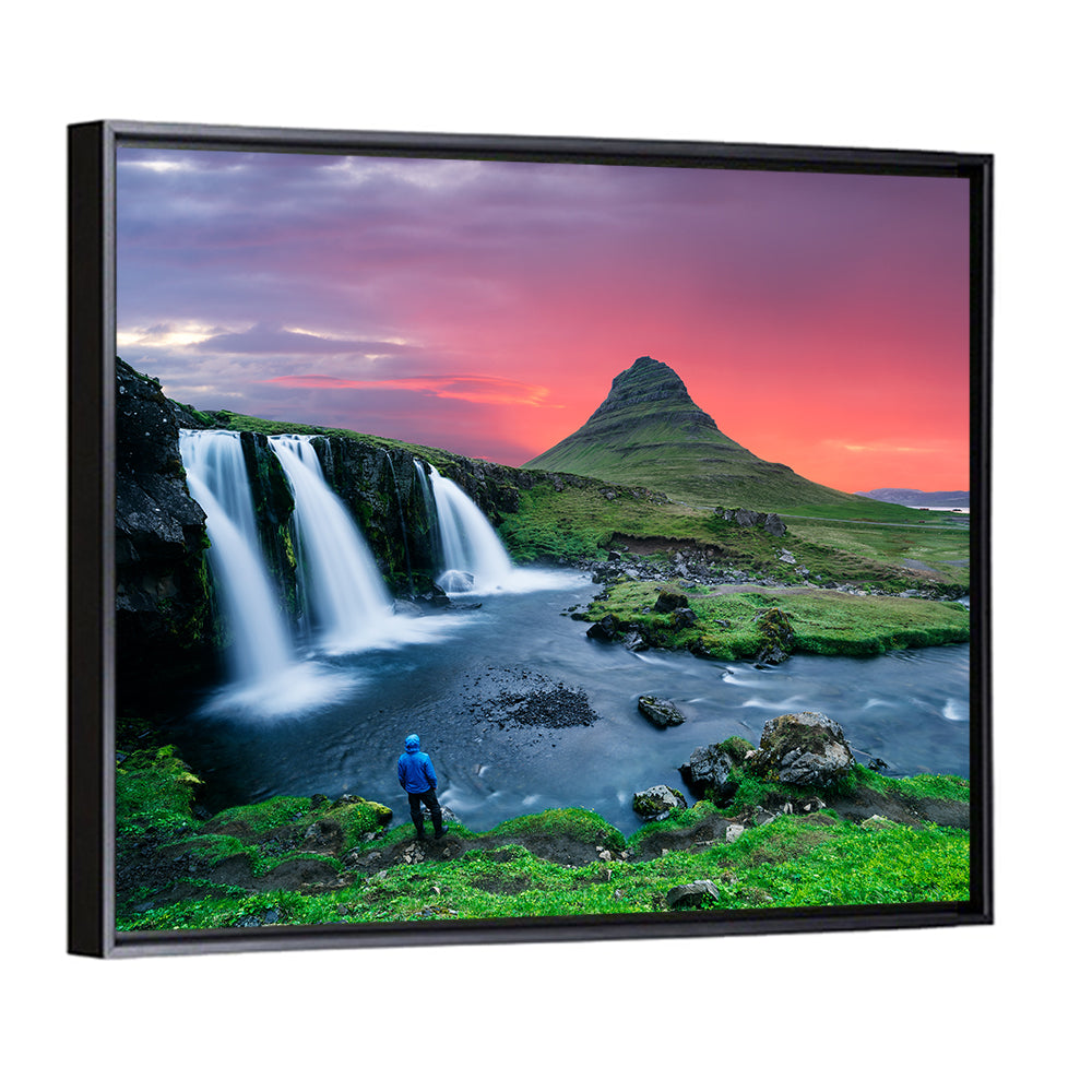 Kirkjufell Sunset with Kirkjufellsfoss Wall Art