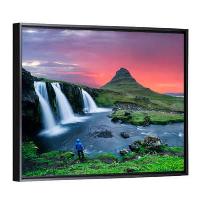 Kirkjufell Sunset with Kirkjufellsfoss Wall Art