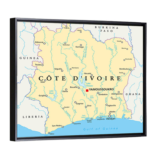 Côte D'ivoire Political Map Wall Art