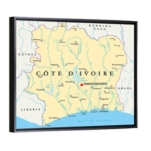 Ivory Coast Political Map Wall Art