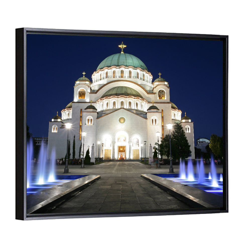 Saint Sava Cathedral at Night Wall Art
