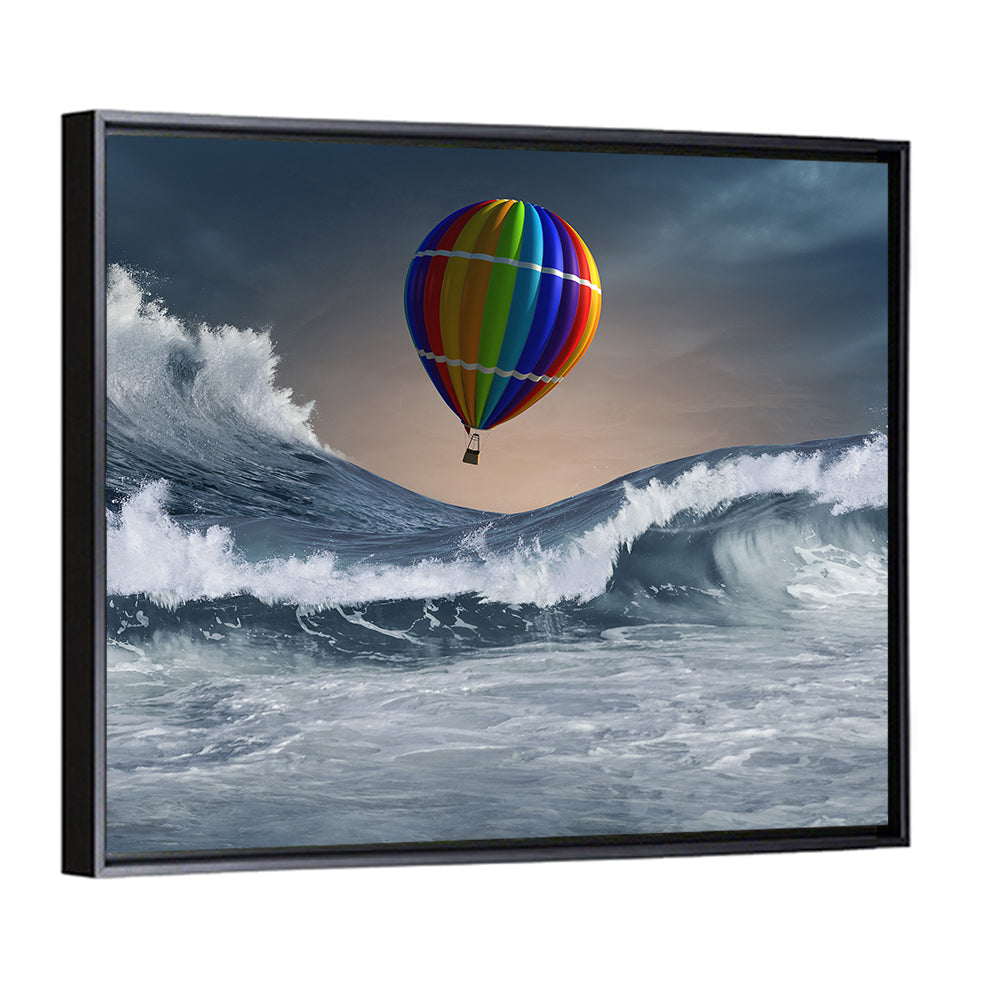 Hot Air Balloon Above Stormy Sea Wall Art