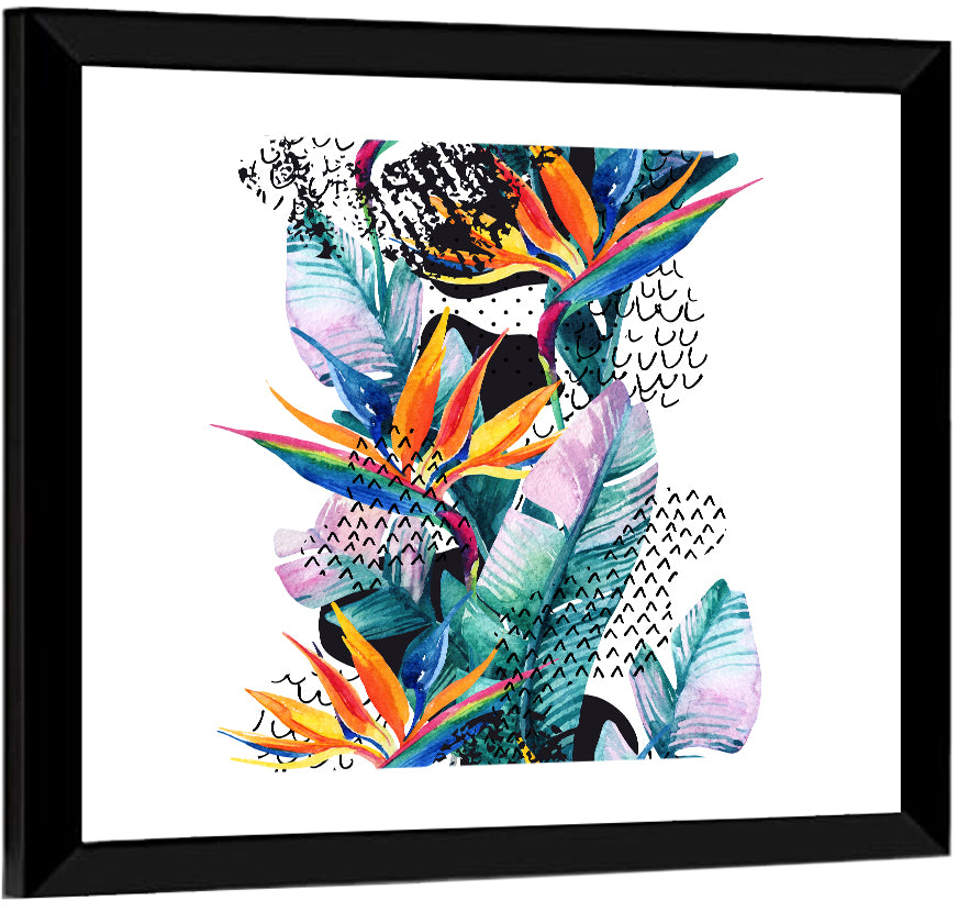 Bird of Paradise Floral Texture Wall Art