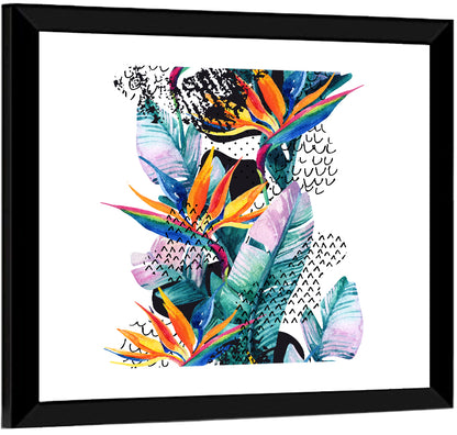 Bird of Paradise Floral Texture Wall Art