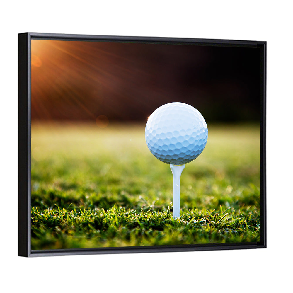 Golf Ball on Tee at Sunset Wall Art