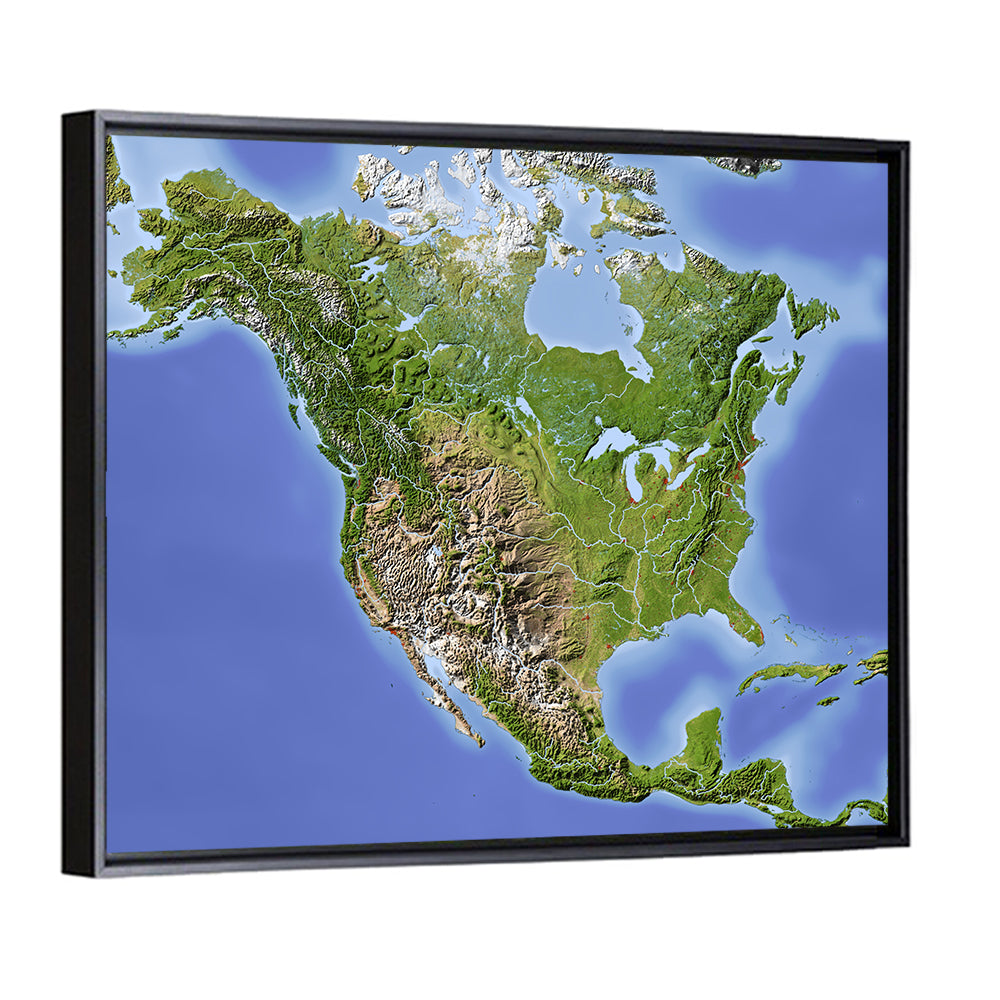 North America Topographic Map Wall Art
