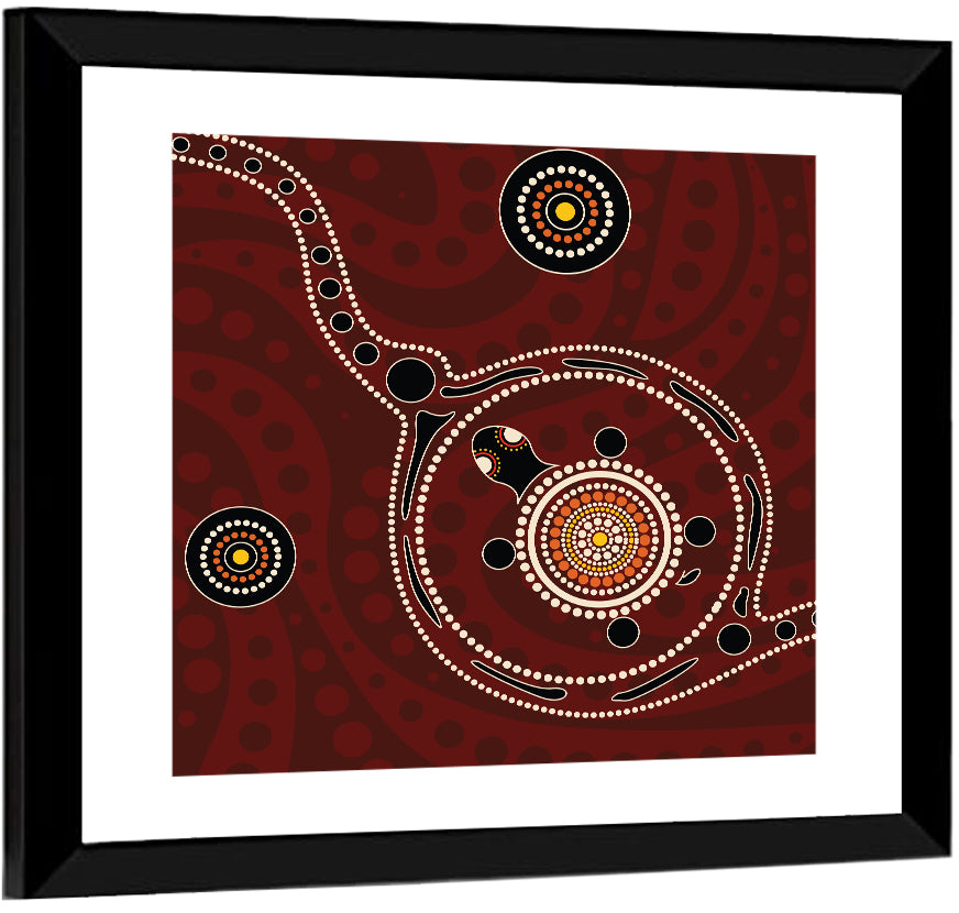 Aboriginal Turtle Dot Painting Wall Art
