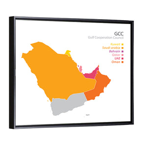 Gulf Cooperation Council Map Wall Art