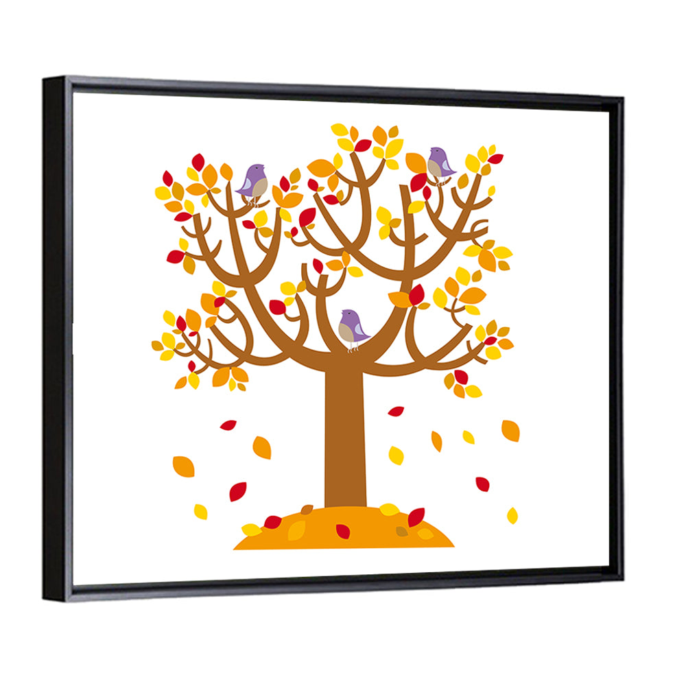 Autumn Tree with Perching Birds Wall Art