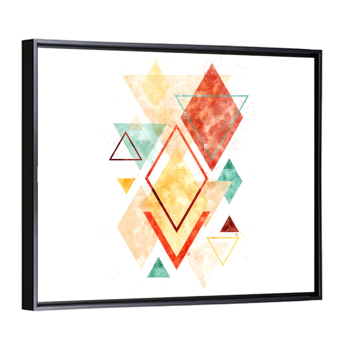 Scandinavian Geometric Diamond Wall Art as a framed canvas