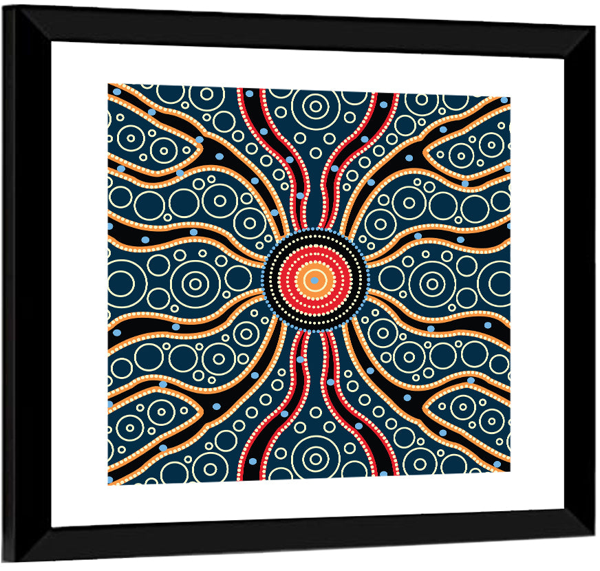 Concentric Dot Sunburst Illustration Wall Art