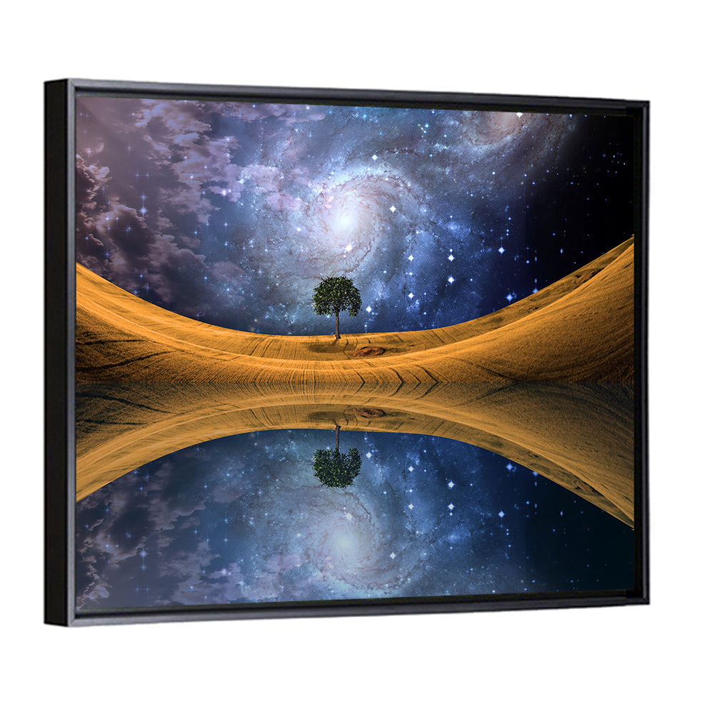 Solitary Tree Beneath Spiral Galaxy Wall Art