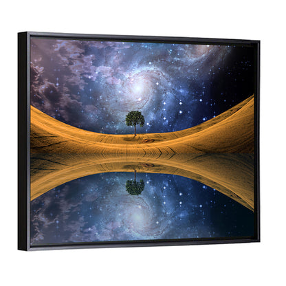 Solitary Tree Beneath Spiral Galaxy Wall Art