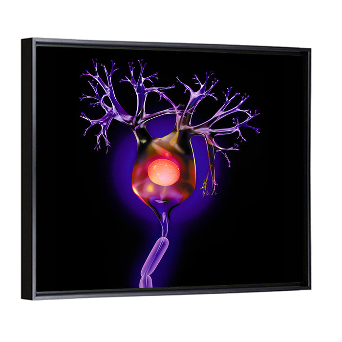 Microscopic Human Neuron Illustration Wall Art as a framed canvas