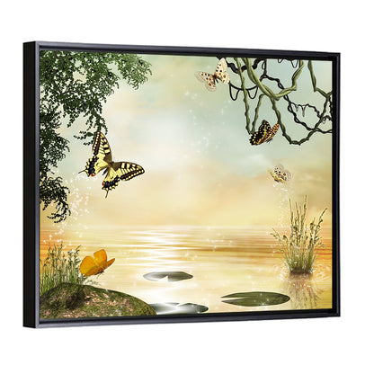 Butterflies Over Golden Pond Wall Art