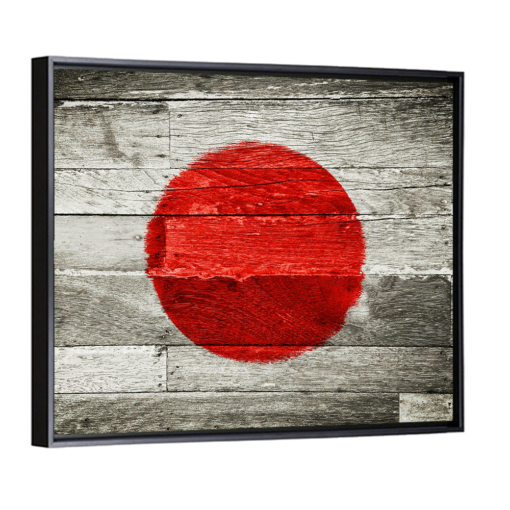 Japanese Flag on Distressed Wood Wall Art