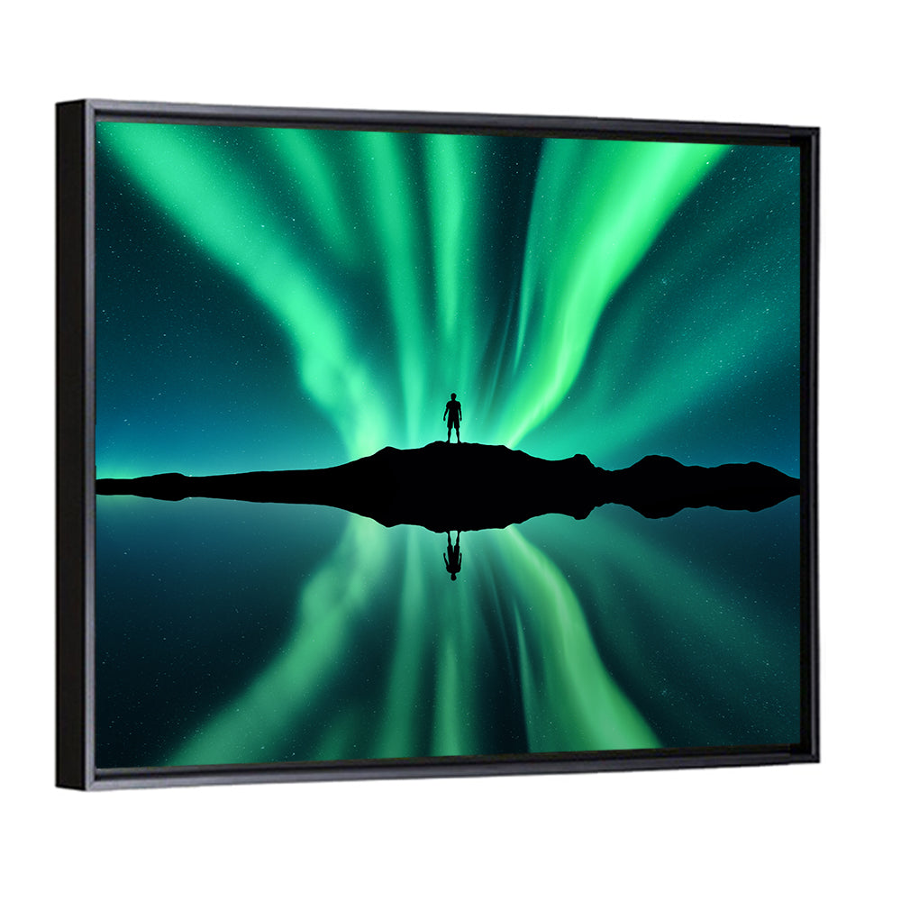 Northern Lights Over Mountain Lake, Norway Wall Art