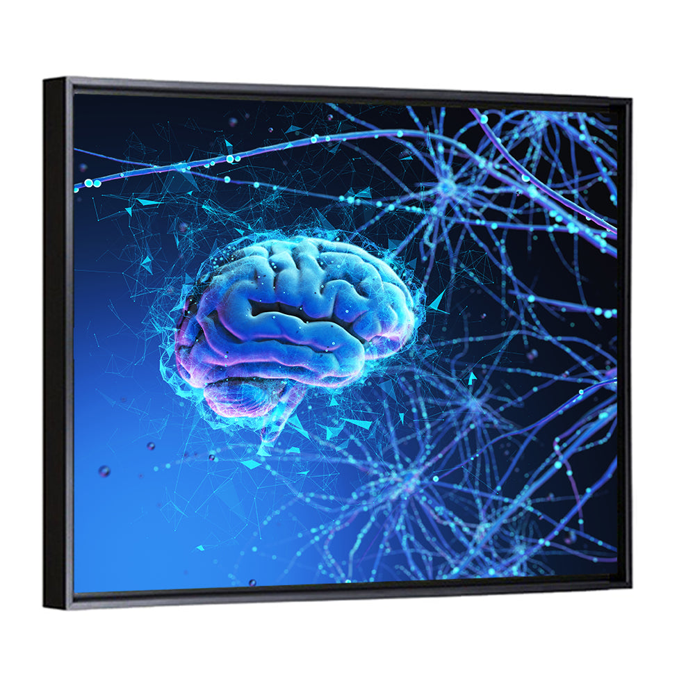 Blue 3d Neural Brain Wall Art